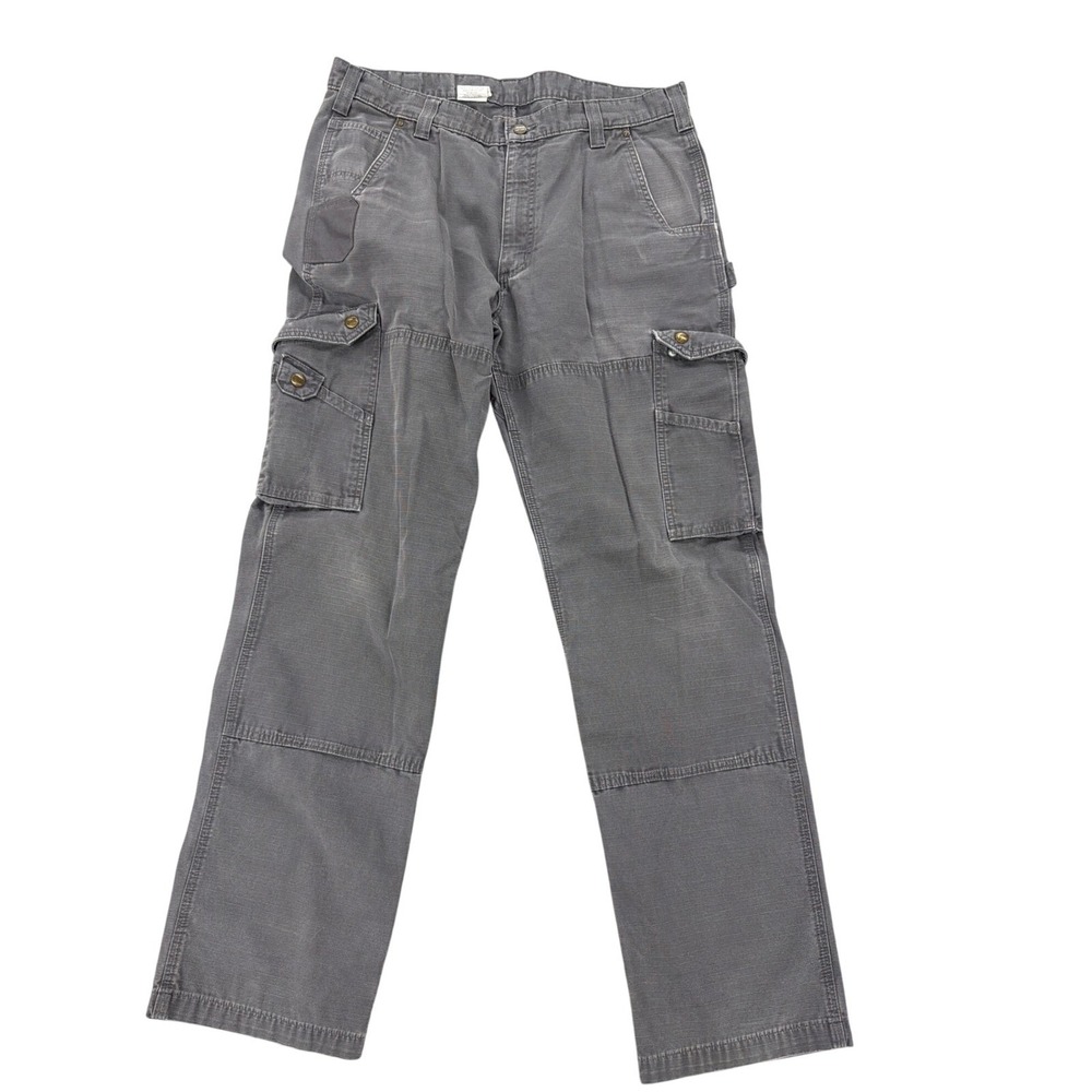 Carhartt B342 GVL Mens Grey Ripstop Cargo Work Pants Relaxed Fit 36x34